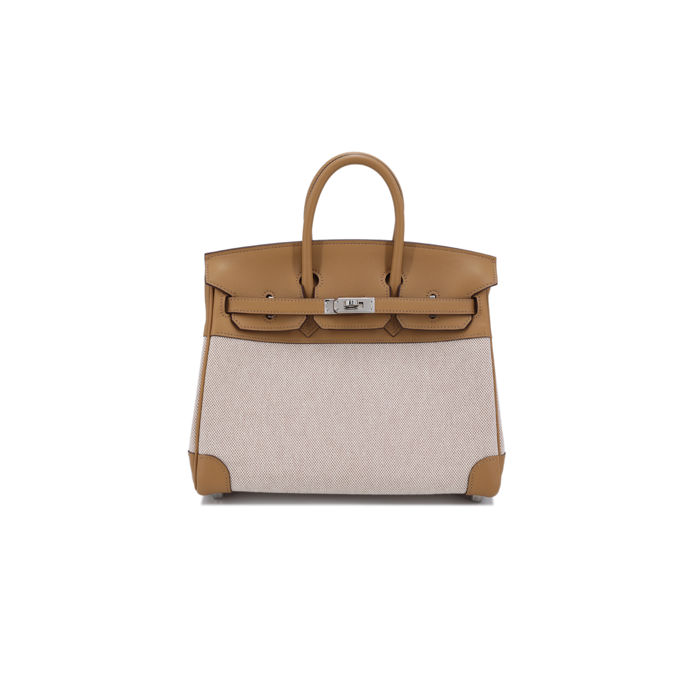 HERMÈS BIRKIN 30 SWIFT CANVAS BISCUIT SILVER BUCKLE H082686CKA6 (30*23*15cm)